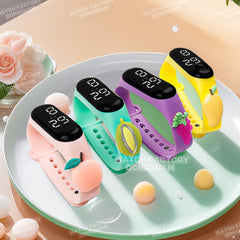 4pcs Kids Electronic Watch Fruit Pattern School Student Sports Gift Mix Pack