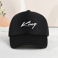 Girls Sunshade Mesh Baseball Cap KING Print Outdoor Sport