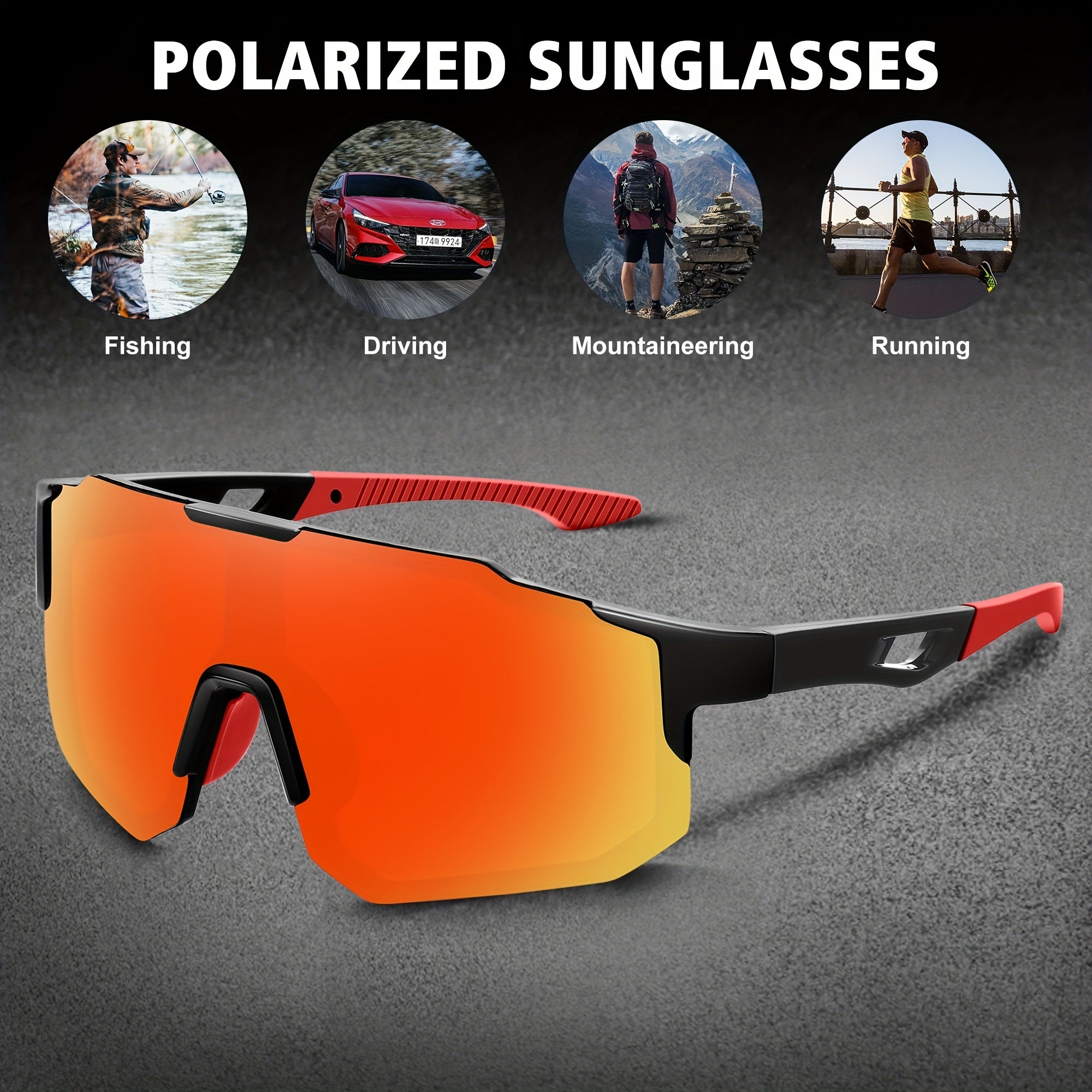 Men's Ink Polarized Sunglasses Unisex Cycling Glasses Red
