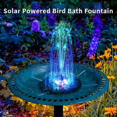 Solar Fountain with Lights, 8 Nozzles for Bird Bath, Pond, Fish Tank