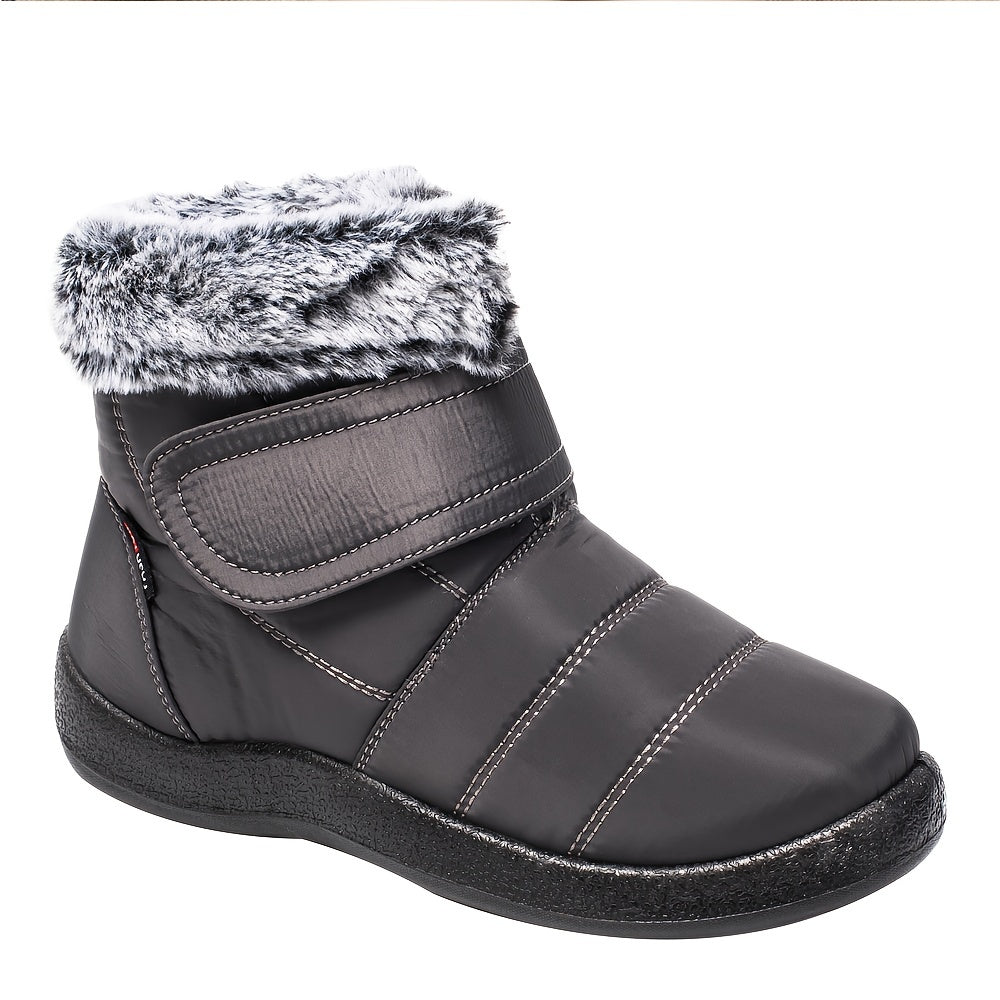 Waterproof Thermal Snow Boots Hook & Loop Furry Winter Ankle Boots