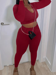 Sexy Two Piece Set Short Sleeve Crop Top & Pants Outfit