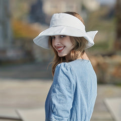 Bow Foldable Visor Sun Hat Solid Sunscreen Beach Hats Summer Vacation