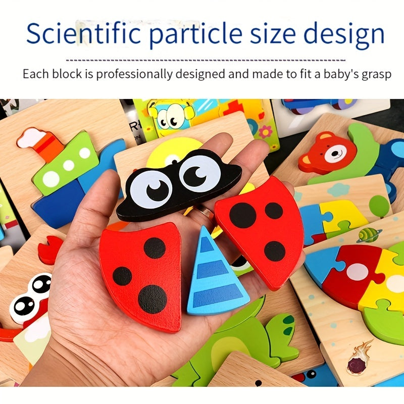Vibrant Wooden Animal & Vehicle Puzzle Toy