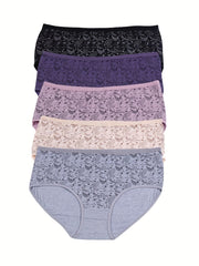 5-Piece Women's Plus Size Paisley Print Panty Set