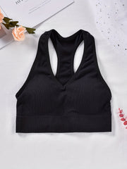 Ribbed Wireless Sports Bra Breathable Workout Tank Bra Women's Lingerie