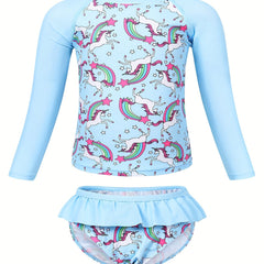 Toddler Girls Unicorn Swimsuit Tankini Set Beach Clothes Bathing Suit