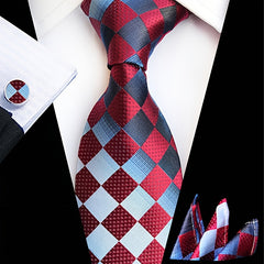 Men's Tie, Pocket Square, Cufflinks, Tie Clip Set