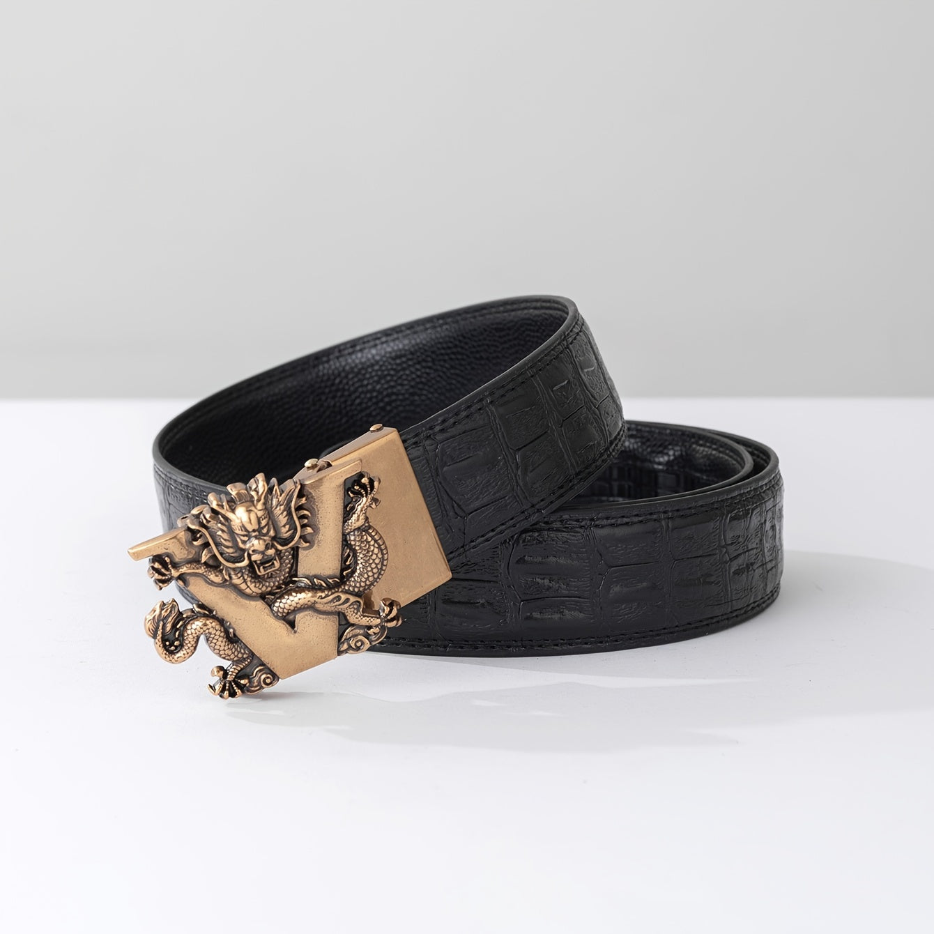 V Dragon 2-Layer PU Leather Men's Belt
