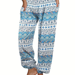 Floral Print Baggy Jogger Casual Pants Elastic Waist