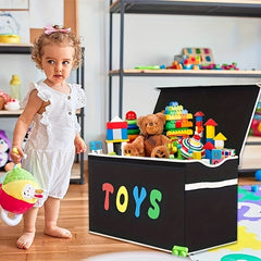 Collapsible Toy Storage Box with Lid for Kids Toys