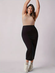 Elastic Waist Maxi Pencil Skirt Medium Stretch