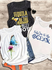 Graphic Print Tank Top 3 Pack Women's Sleeveless Top
