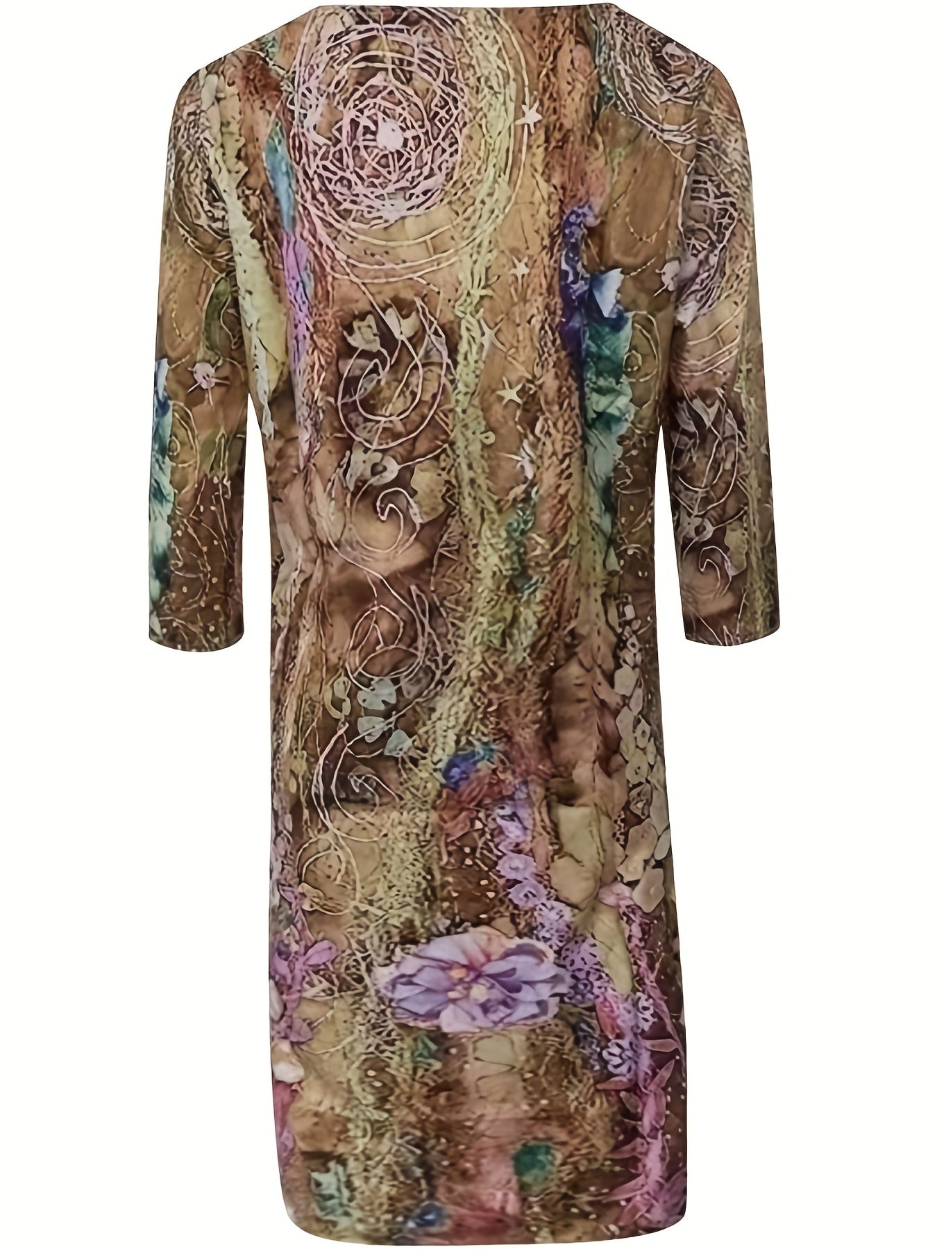 Floral Print V Neck Casual Short Sleeve Dress Spring & Summer