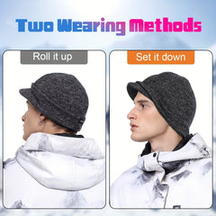 Men's Casual Warm Knitted Beanie Outdoor Ear Protection Wool Thickened Hat