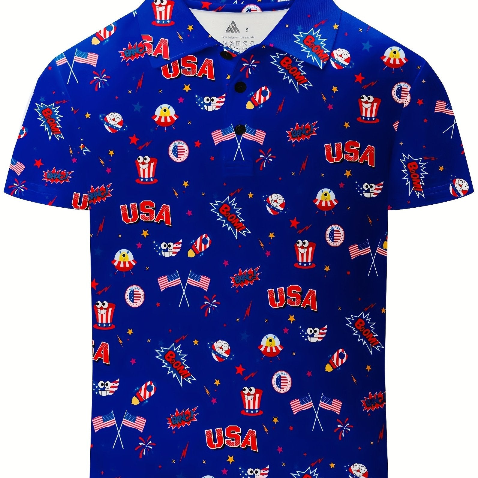 Boy's Graphic Polo Shirt Active Stretch Button Up Short Sleeve Polo
