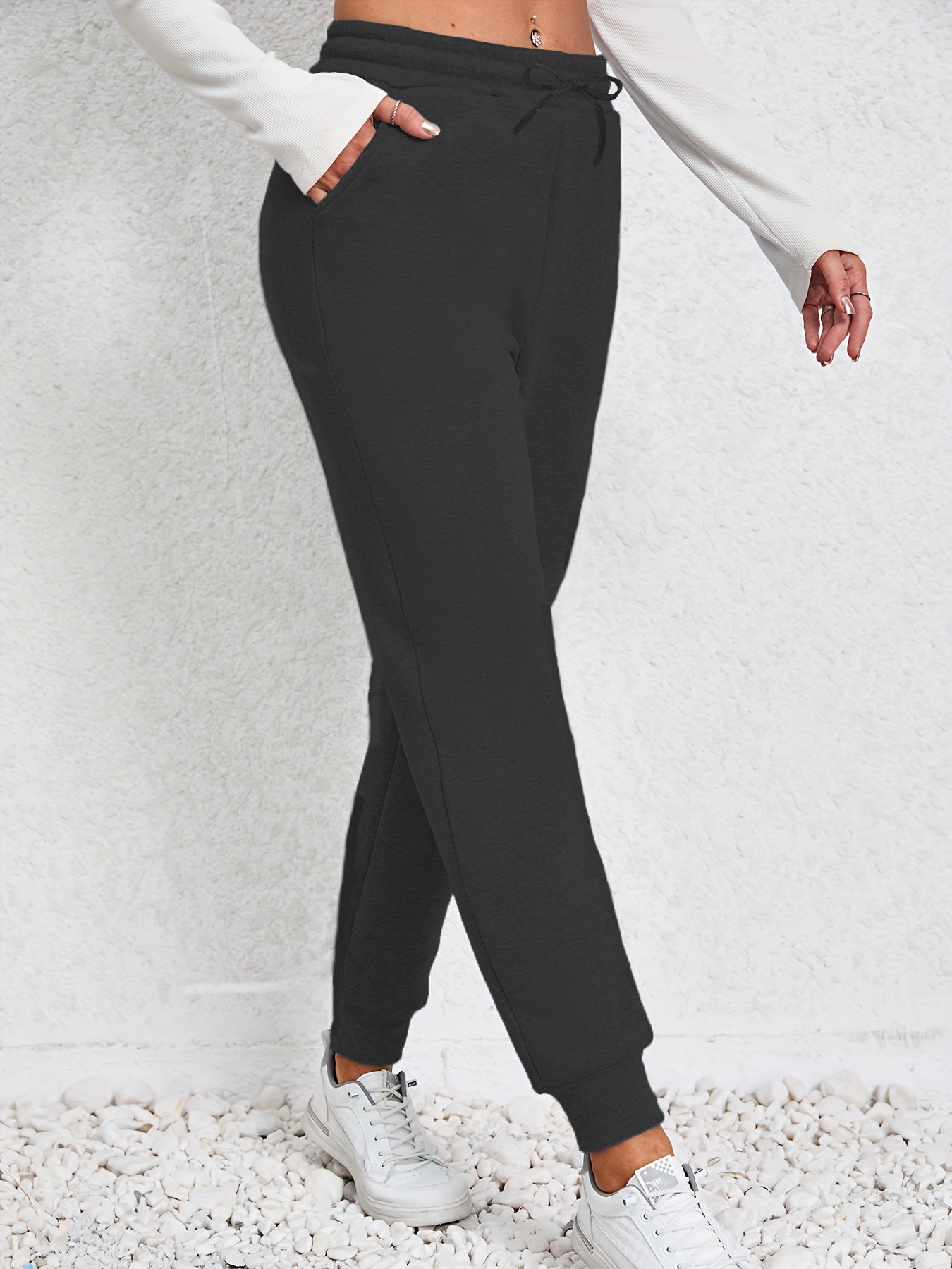 Sports Pants Women's Plus Solid High Stretch Jogger