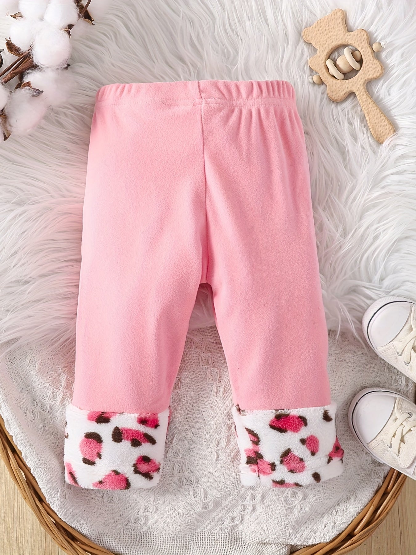 Infant Baby Girls Fleece Leopard Print Pants Elastic Waist Casual Trousers