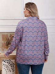 Boho Blouse Women's Plus Allover Print Mock Neck Pullover Shirt Top