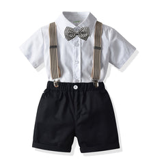 Boys Gentleman Outfit Button Bowtie Shirt & Shorts Set