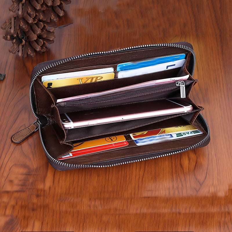 Vintage Leather Wrist Wallet Coffee & Floral Print
