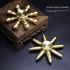 Brass Fingertip Gyroscope Handle Piece 8 arm Bullet Solid Gourd Detachable