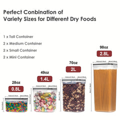 7 Pcs Airtight Food Storage Containers With Lids Labels Marker