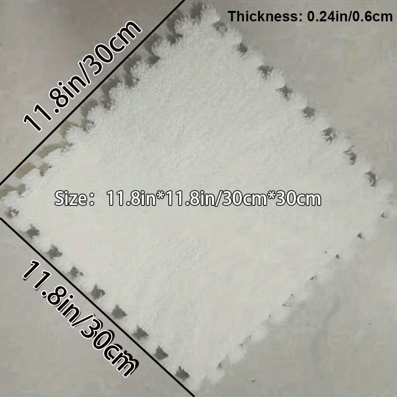 6pcs Soft Interlocking Shaggy Foam Mat Anti-slip Area Rugs for Home Decor