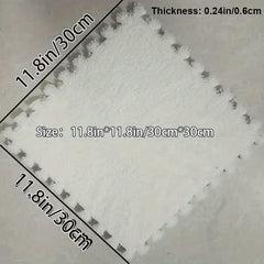 6pcs Soft Interlocking Shaggy Foam Mat Anti-slip Area Rugs for Home Decor