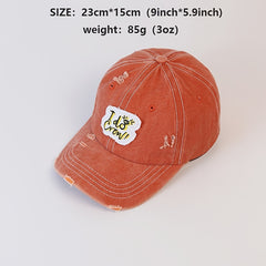 Vintage Embroidered Baseball Cap Ripped Washed Curved Edge Hat