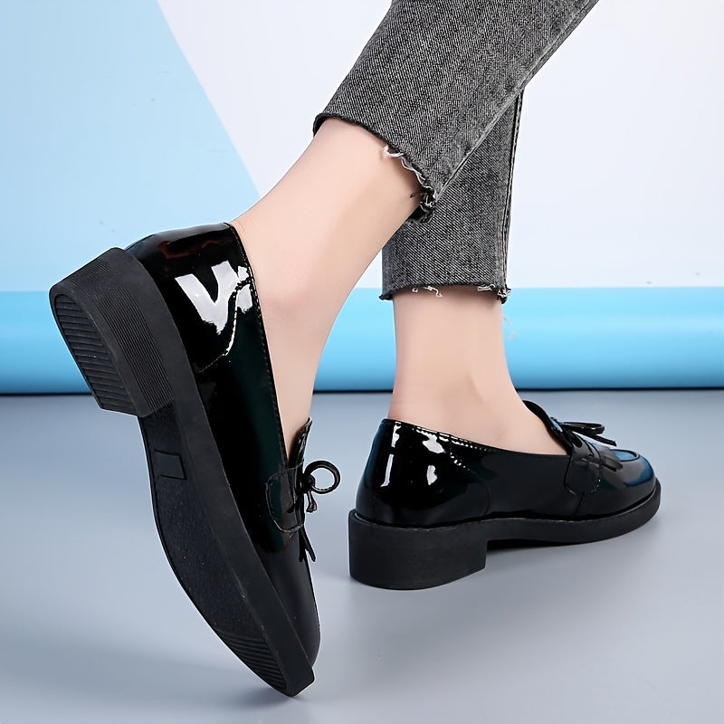 Women's Platform Bow Loafers Slip On Shoes Lightweight