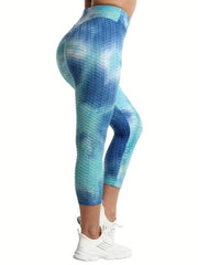 Stylish Tie Dyed Yoga Leggings High Waist Capris