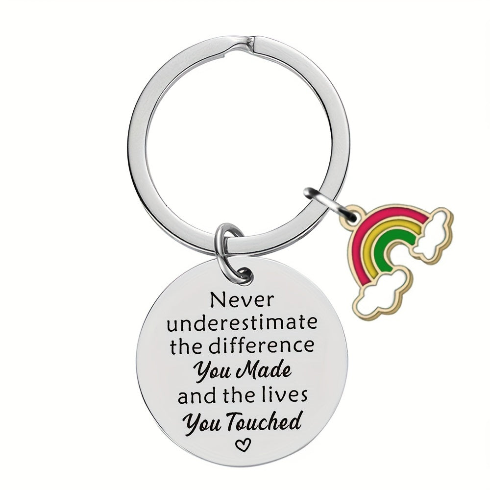 NEVER UNDERESTIMATE Inspirational Keychain Metal Key Ring