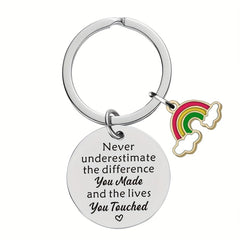 NEVER UNDERESTIMATE Inspirational Keychain Metal Key Ring