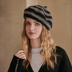 Striped Beret Women's Knitted Thermal Beret Vintage Hats For Weddings