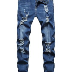 Slim Fit Ripped Jeans Mens Distressed Denim Pants Spring Summer