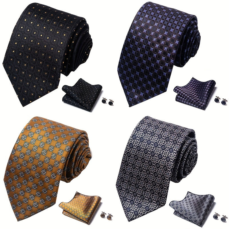 Plaid Checkered Tie Handkerchief Classic Men's Necktie & Pocket Square Set