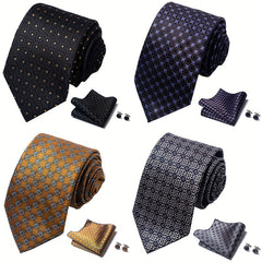 Plaid Checkered Tie Handkerchief Classic Men's Necktie & Pocket Square Set