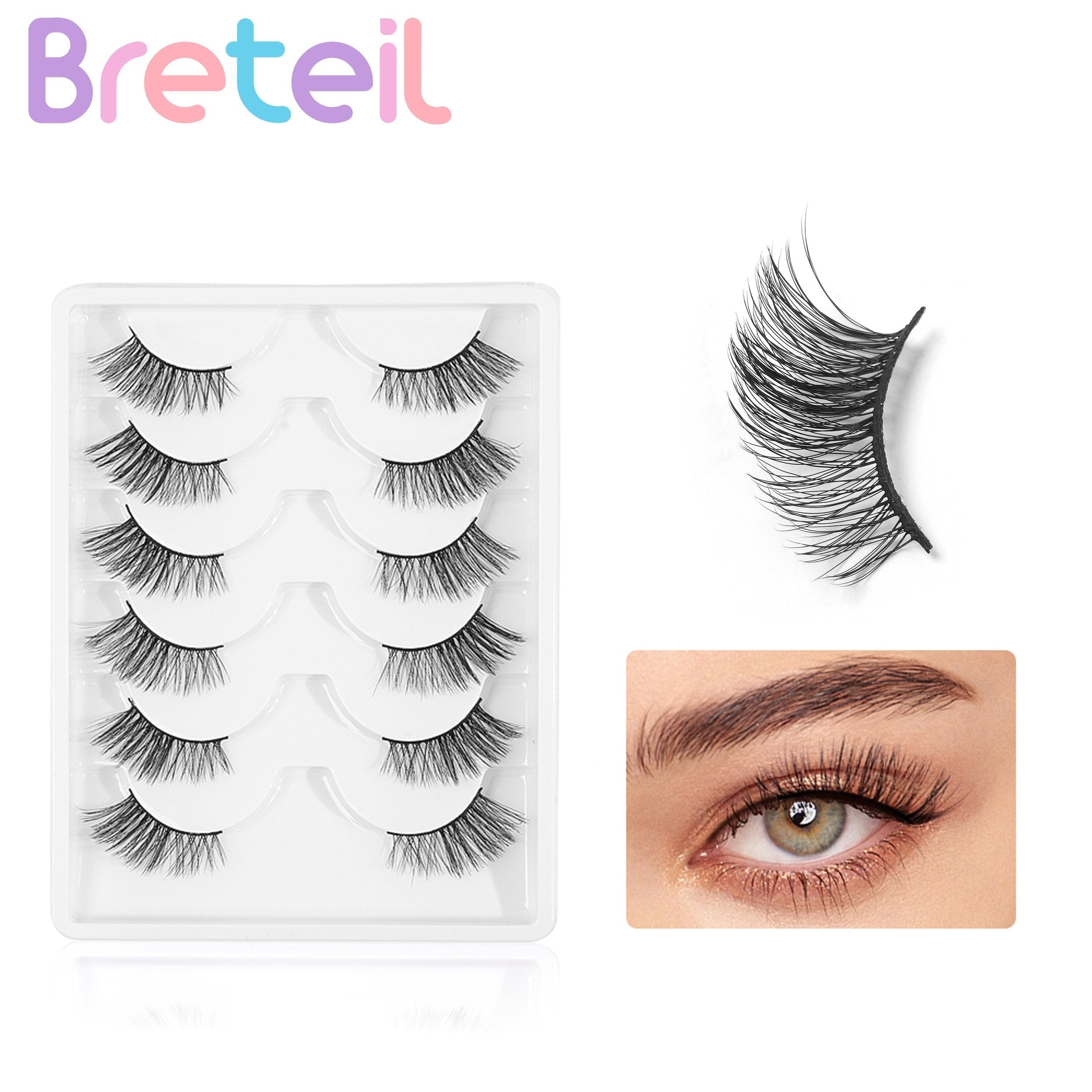 6 Pairs C Curling Fluffy False Eyelashes Elongated Eye End Charming Eyelashes