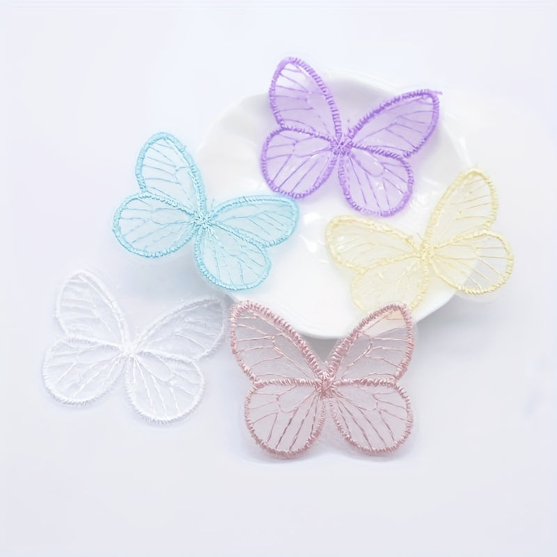 9pcs Butterfly Appliques for Headwear Hairpin Crafts Decor Patches