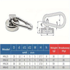 4pcs Magnetic Hook 160LBS Heavy Duty Neodymium Magnet Hook