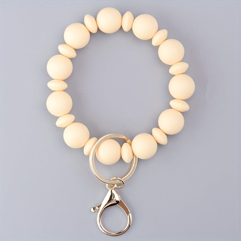 Silicone Beaded Bracelet Keychain Keyring Bag Purse Pendant