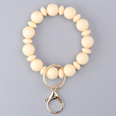 Silicone Beaded Bracelet Keychain Keyring Bag Purse Pendant
