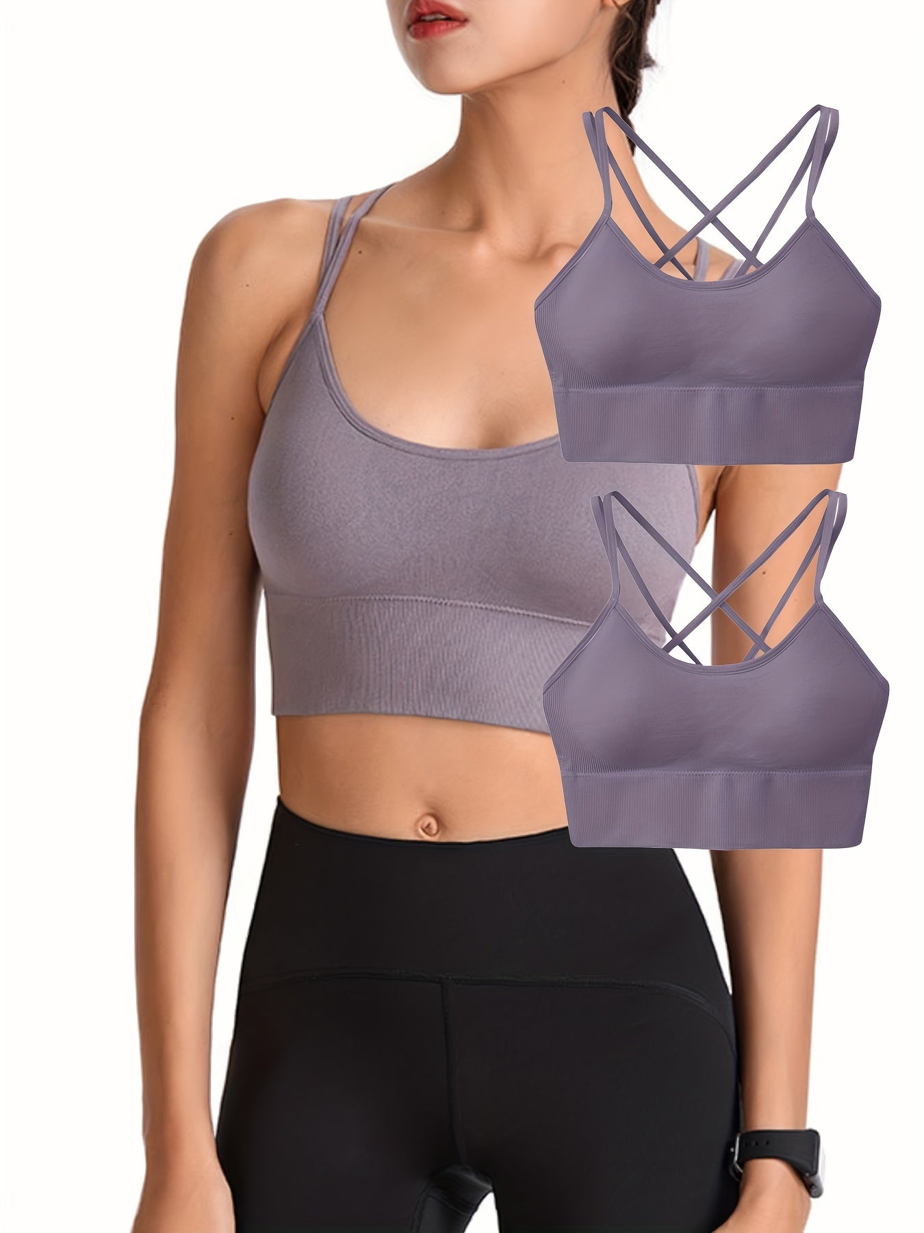2pcs Criss Cross Sports Bras Yoga Fitness Bra Women's Lingerie