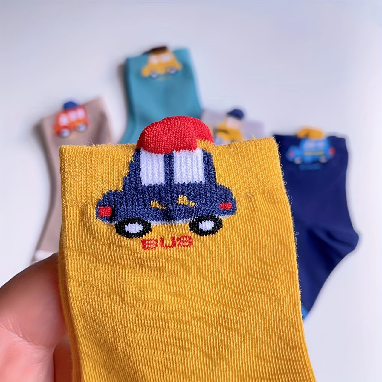 Boys Cartoon Car Pattern Breathable Socks