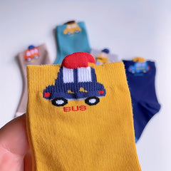 Boys Cartoon Car Pattern Breathable Socks