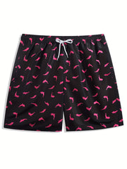 Dolphin Print Casual Drawstring Summer Beach Shorts