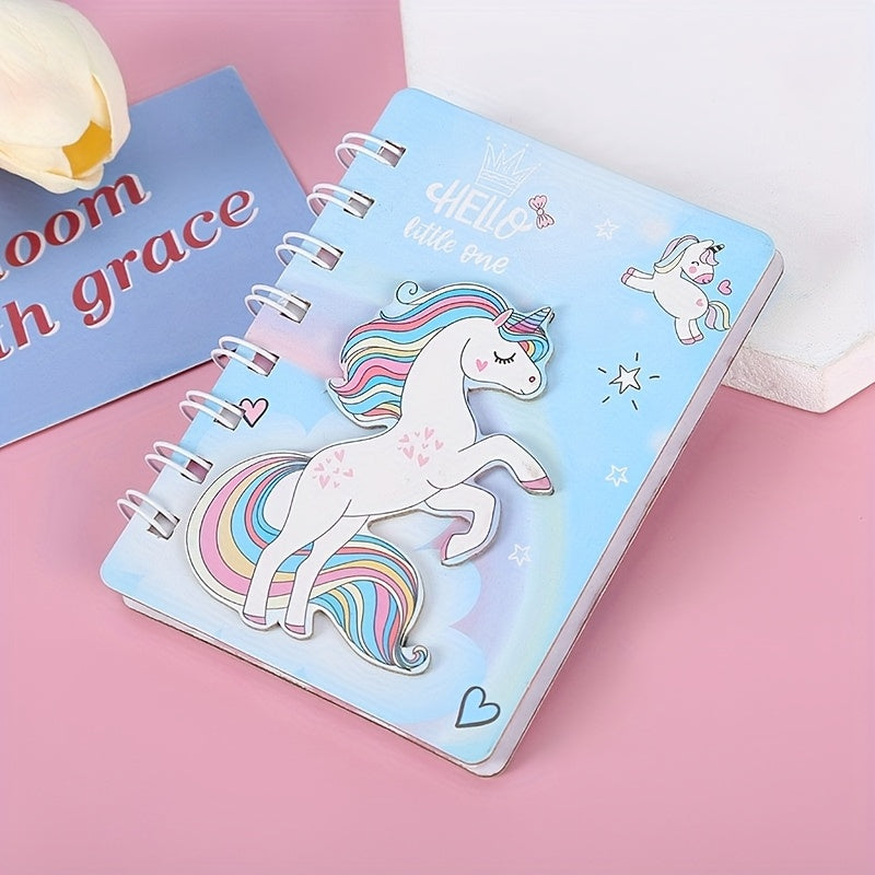 4 Colors 3D Unicorn Loose Leaf Notebook Set - Pink Purple Green Heart Journaling