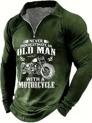 Motorcycle And Letters Pattern Men's Custom Fit Long Sleeve Shirt