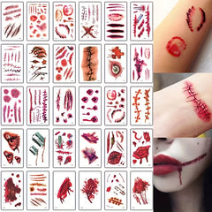 30 Sheets Realistic Wound Injury Tattoo Stickers for Halloween Costume